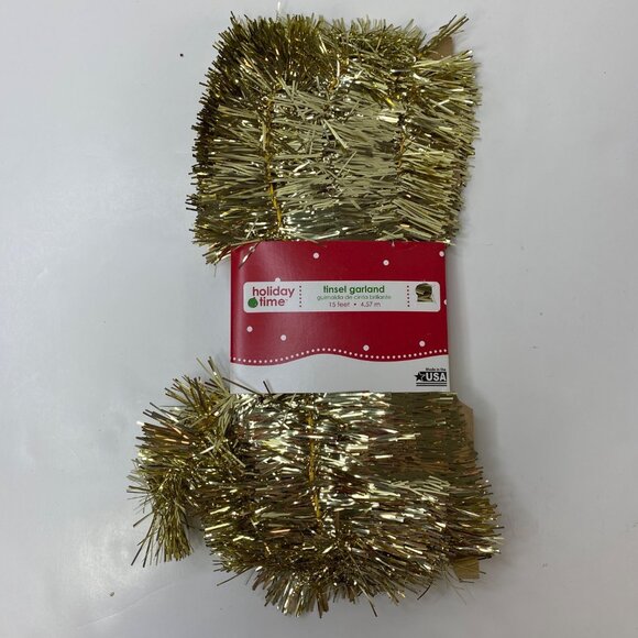 Holiday Time Tinsel Garland Champagne 15 Feet New Flame Retardant USA Made Decor - Picture 2 of 5